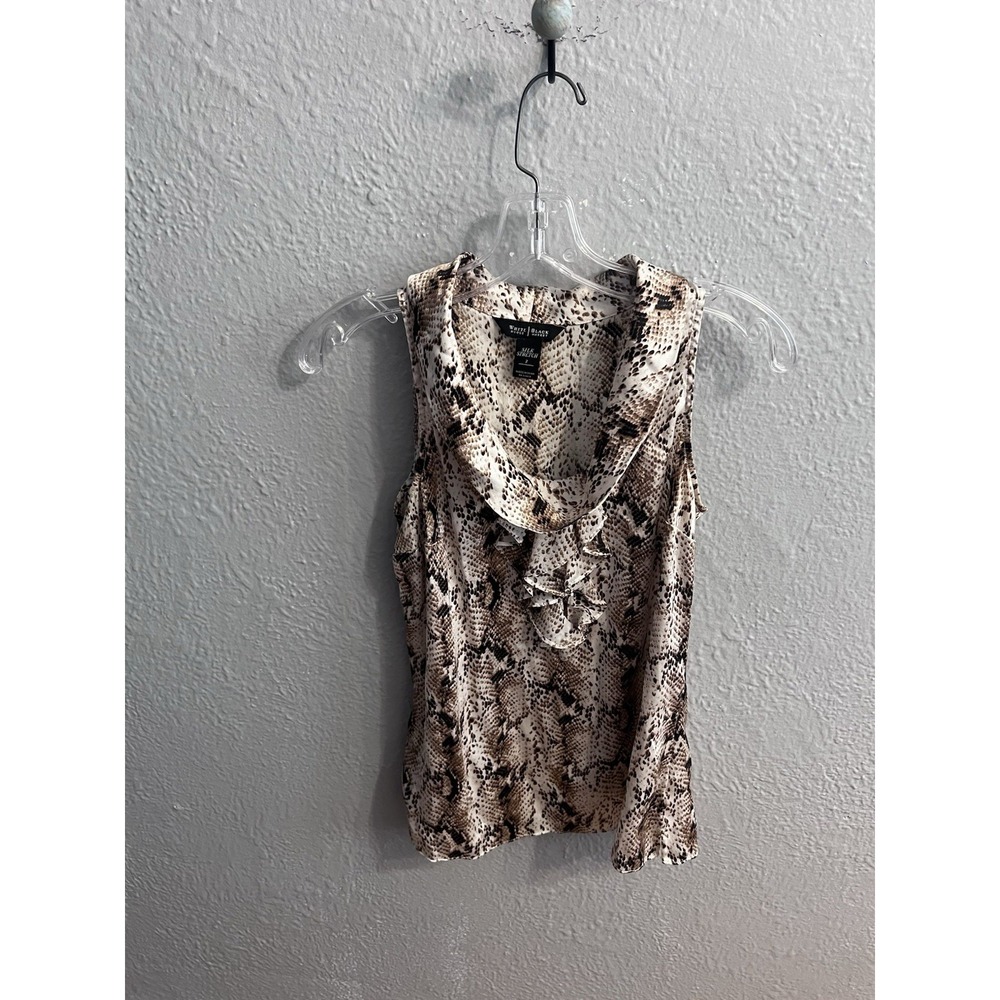 White‎ House Black Market Sleeveless Tan Brown  Blouse size 2 Silk